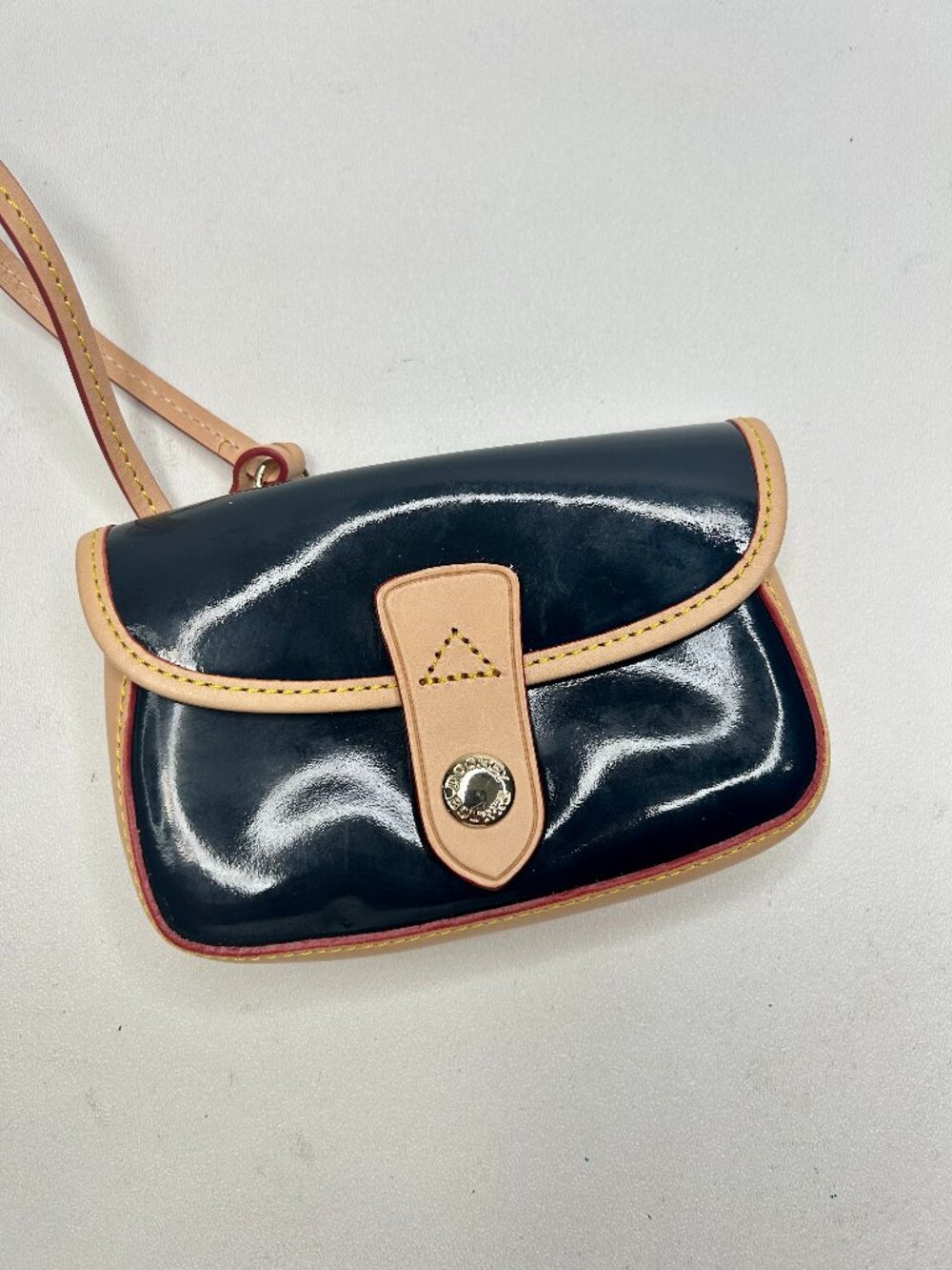 DOONEY & BOURKE Black & Tan Patent Leather Purse Pouch Landyard